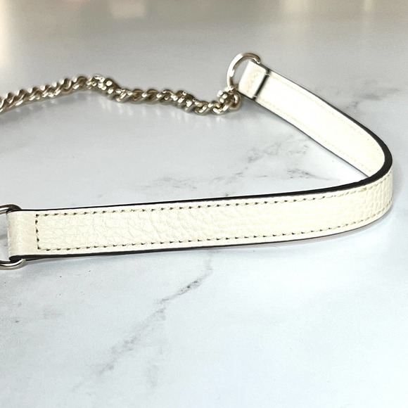 💛SOLD🖤 Ivory Gucci GG Interlocking Pebbled Leather Wallet On Chain - Picture 6 of 11
